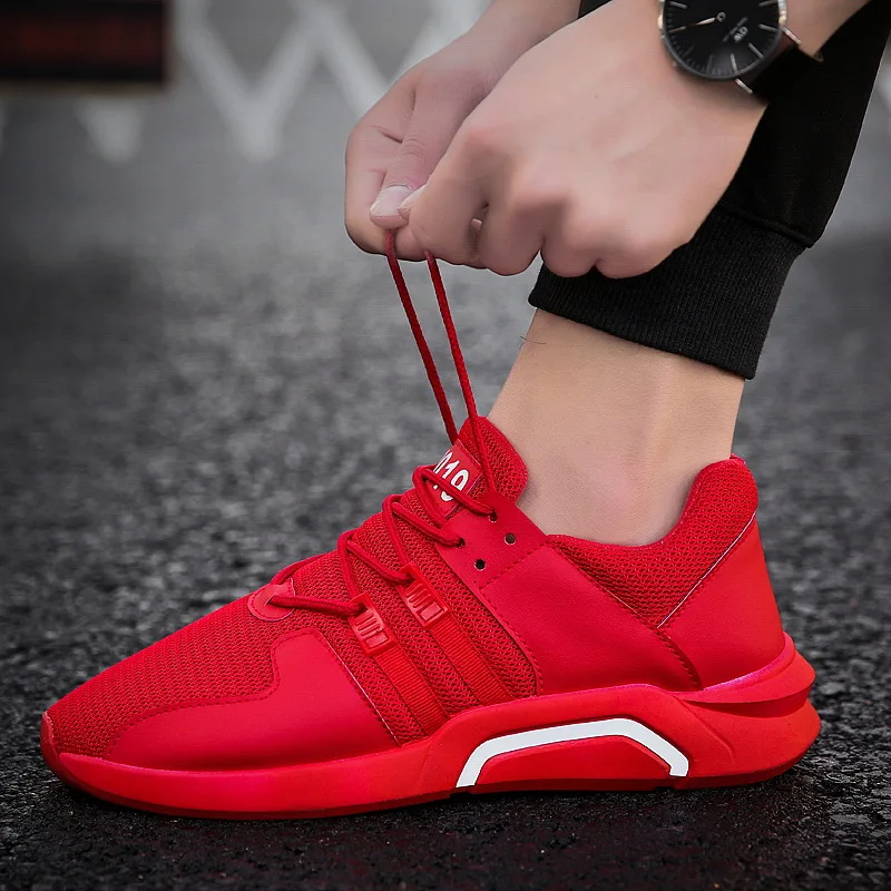 

Spring Popular Breathable Men High Quality Casual Shoes Fashion Men's Sneakers Comfortable Soft Shoes Chaussures Pour Hommes Red
