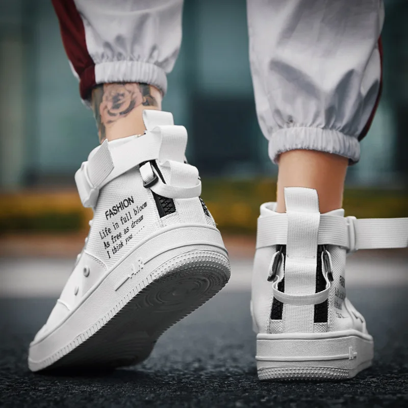 JINBEILEE 2018 جديد الرجال الرياضة في الهواء الطلق حذاء كاجوال الرجال قماش الهيب هوب سلاح الجو واحد أحذية عالية للمساعدة أحذية تزلج