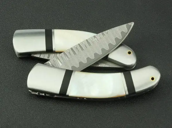 

High Quality White Abalone Shell Handle Damascus Folding Knife Camping Tactical Survival Knives Pocket Knife 701#