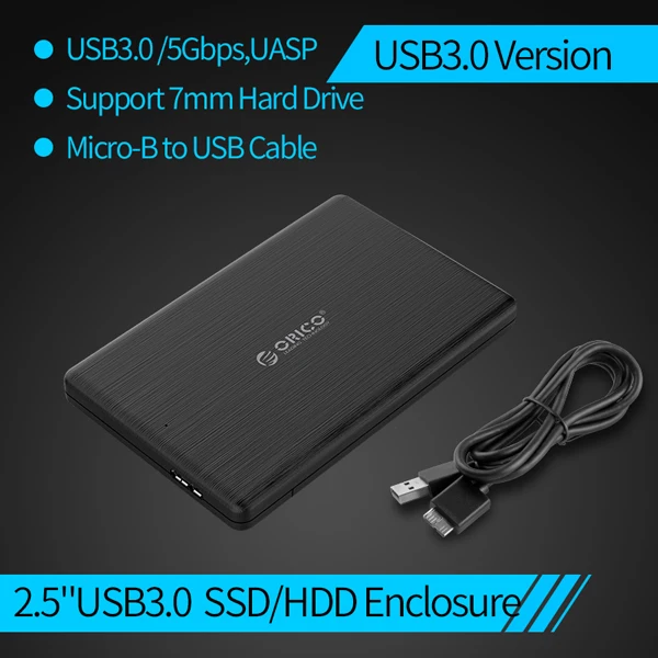 ORICO 2,5 дюйма SATA для USB 3,0 SSD корпус USB3.0 Micro B внешний жесткий диск чехол для 7 мм высокоскоростной Чехол Поддержка UASP - Цвет: USB3.0 5Gbps Model