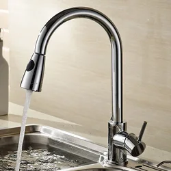 BAKALA Pull Out chrome Kitchen Faucet Sink Mixer Tap Swivel Spout Sink Faucet Swivel Copper Kitchen Faucets tap LH-8105C