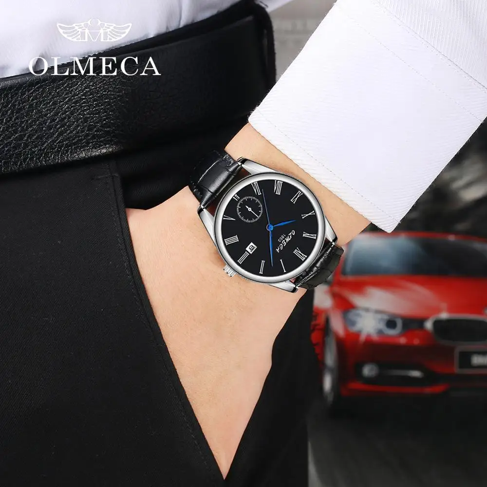 OLMECA couple watch brown leather watch band quartz watch clock 2019 new fashion hombre y mujer 1