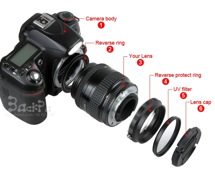 10 шт. реверсивное кольцо адаптер для объектива D5100 D3200 D7000|reverse adapter ring|adapter ringlens reverse