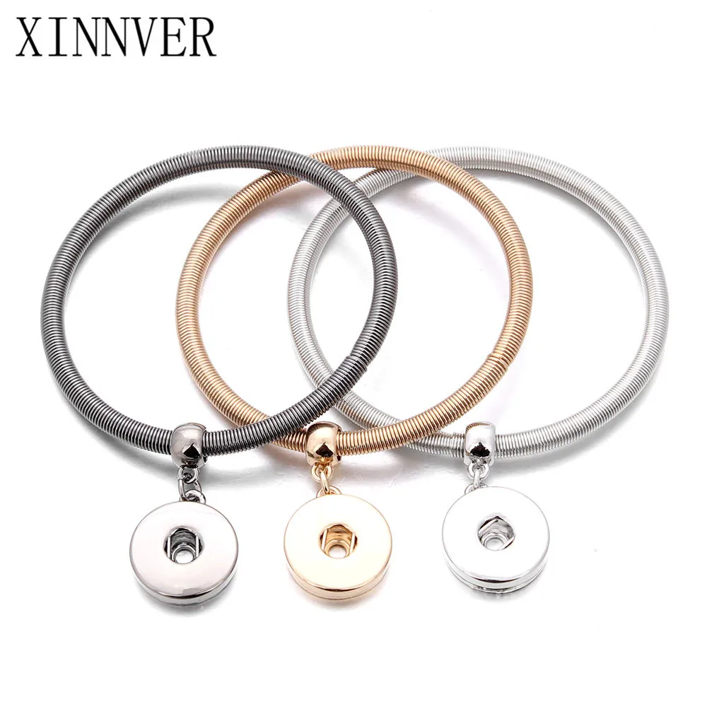 

Special Offer Women One Direction Pulseras Gold Silver Black Color 18MM Snap Button Bracelet DIY Elastic Jewelry ZE096