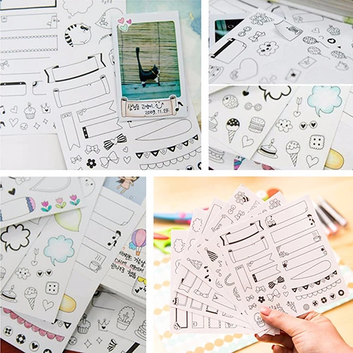 

6 Pcs DIY Photo Paper Stickers Tags Creative Scrapbook Calendar Diary Decor