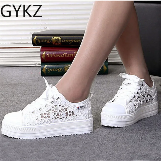 

Women shoes 2019 fashion summer casual ladies shoes cutouts lace canvas hollow breathable platform flat shoes woman sneakers