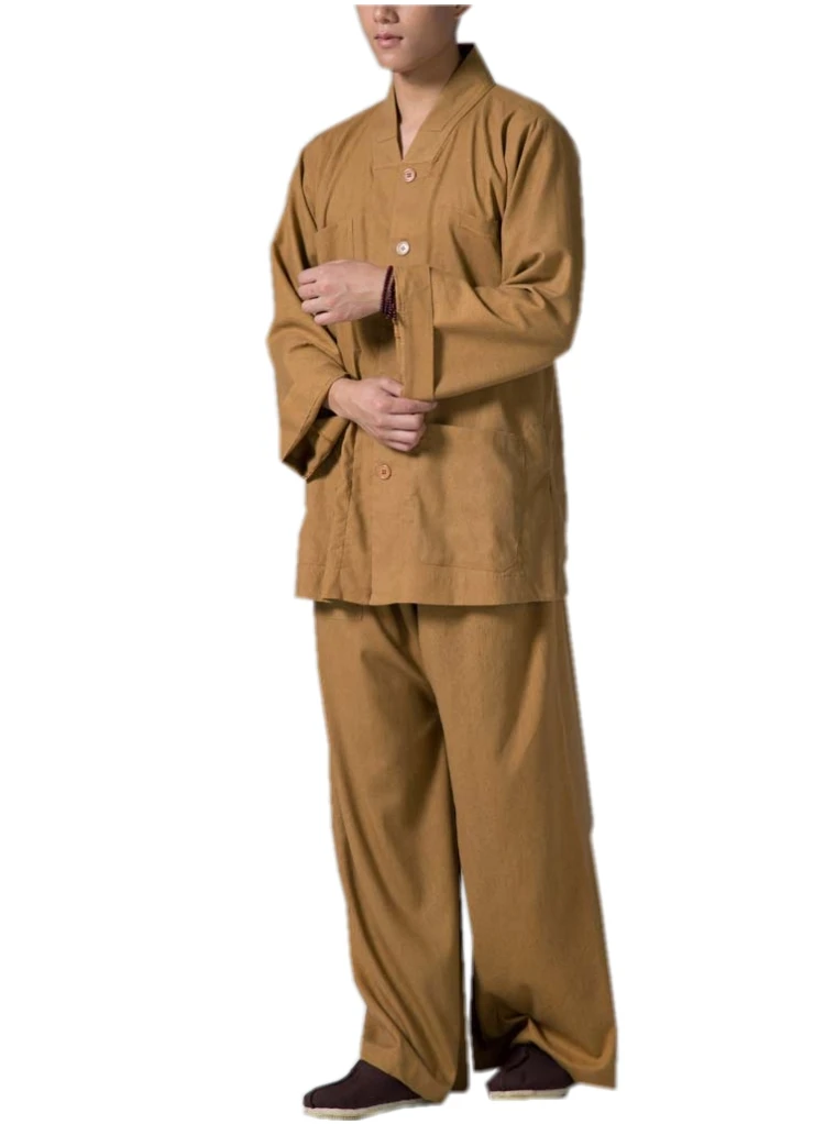 ZanYing Buddhist Meditation Zen Clothing Sets Loose Cotton Linen Men