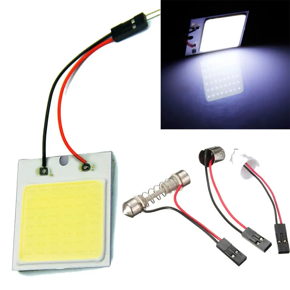 

T10 48 Smd Cob Led Panel Lights Car Auto Interior Dome Reading Lamp Bulb Light Festoon BA9S 3 Adapter DC 12v Energy Saving Light