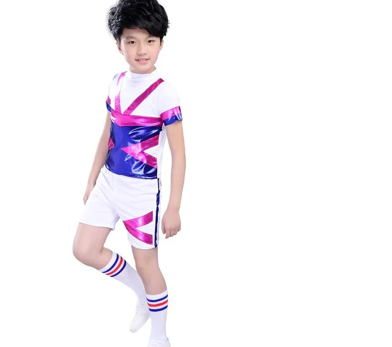 High School Cheerleading Costume Cheer Girls Cheerleader Uniform Party Outfit Tops with Skirt Children cheerleading Jazz Dance  (4)