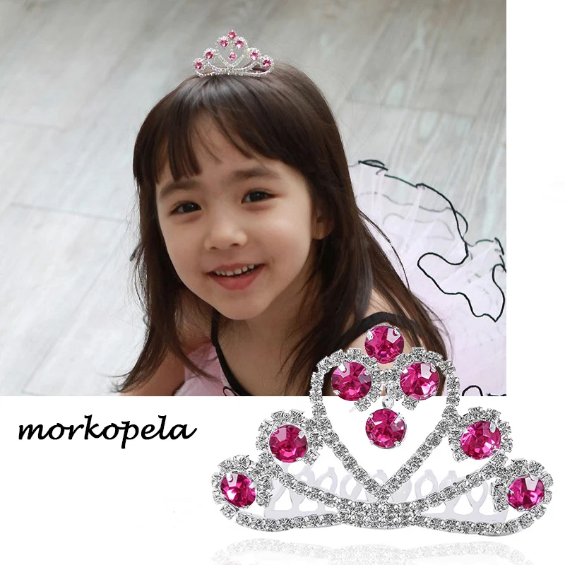 

Morkopela Girls Pink Tiara Small Crown Jewelry Kids Heart Tiara Wedding Tiaras Headpieces Children Hair Combs Accessories