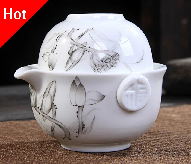 Kung Fu Tea set Include 1 Pot 1 Cup High quality elegant gaiwan Beautiful and easy