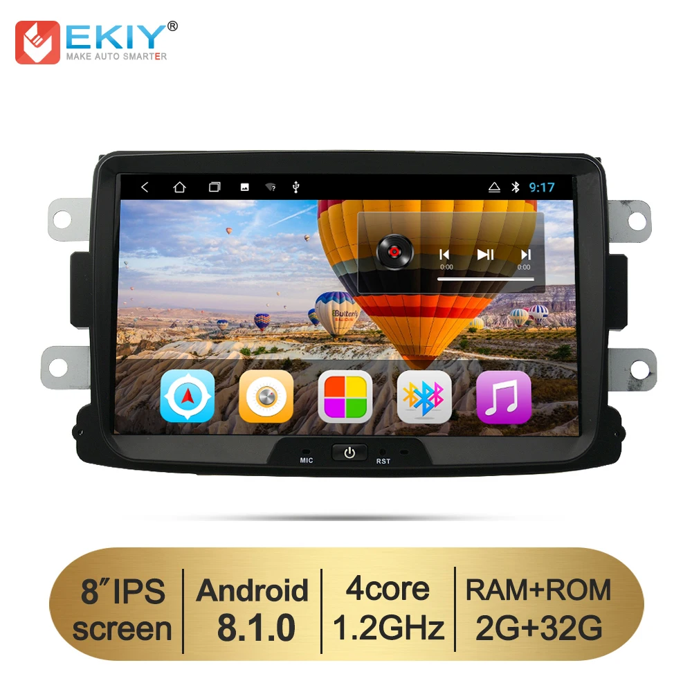 EKIY 8'' Android 8.1 Car Multimedia Player GPS Navigation for Lada Xray Renault Dacia Duster Logan Sandero Stereo Radio Audio BT