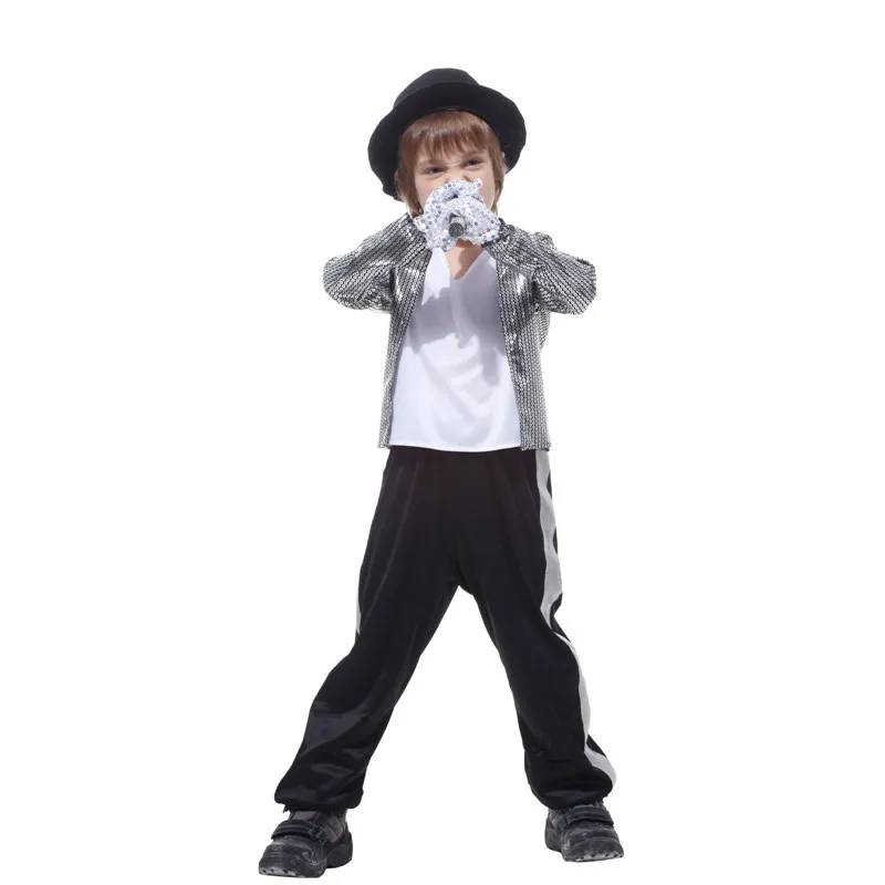 Umorden/Детский карнавальный костюм поп-певицы для мальчиков; маскарадный костюм на Хэллоуин и год; Billie Jean Superstar; сценические костюмы для мальчиков