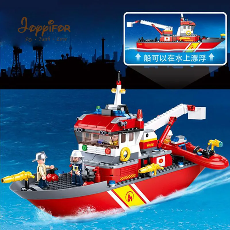 

Joyyifor 429Pcs City Series Fire Police Sea Rescue Boat Ship Assembled Plastic Model Building Blocks Bricks LegoeINGlys Kid Toys