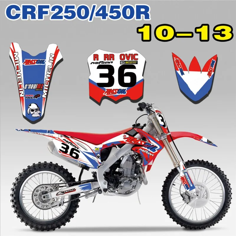

For Honda CRF250R CRF250 2010 - 2013 CRF450R CRF450 2009 - 2012 Free Customized Number Gloss GRAPHICS BACKGROUNDS DECAL STICKER