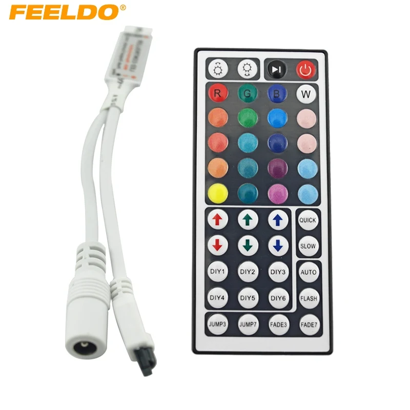 

FEELDO Car DC12V Mini IR Wireless Controller with 44 Keys Remote Control For Flexible Tape RGB LED Strip Lights #FD-3945