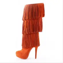 Новые брендовые дизайнерские ботинки «мартенс» Для женщин Пояса из натуральной кожи кисточкой Тонкие Ботинки на каблуке высокое качество мода супер высокая обувь для вечеринок