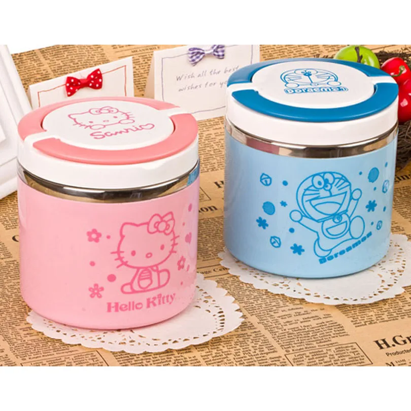630ml Hello kittty Stainless Steel bento Doraemon Baby food warmer