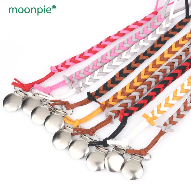 

9 colors to choose hand made braided double color fleece cord suede cord clip pacifier easy carry pacifier chain NT285