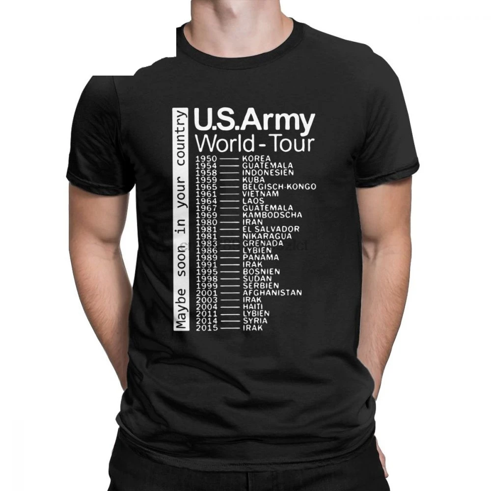 

US Army World Tour T-Shirt for Men Obama Vietnam War Novelty Cotton Tees Round Collar Short Sleeve T Shirt Gift Idea Tops