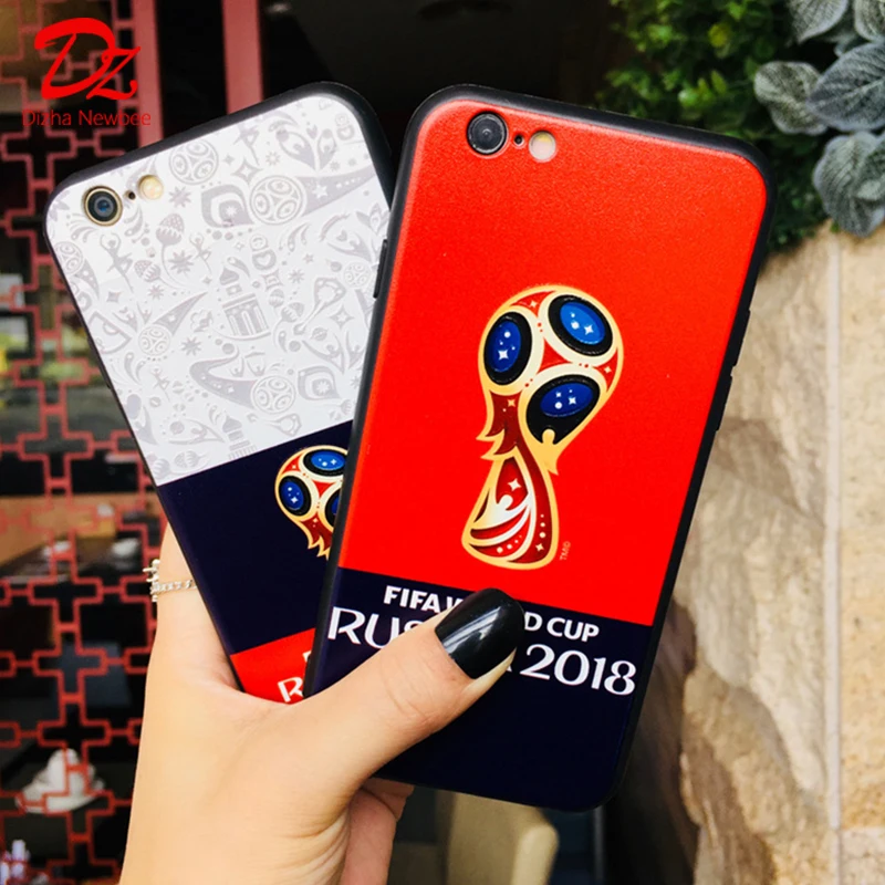 

2018 World Cup Embossed case for Apple iphone x 8 plus phone cover for iphone 7 6 6s plus case for iphone 5 5s SE Painted case