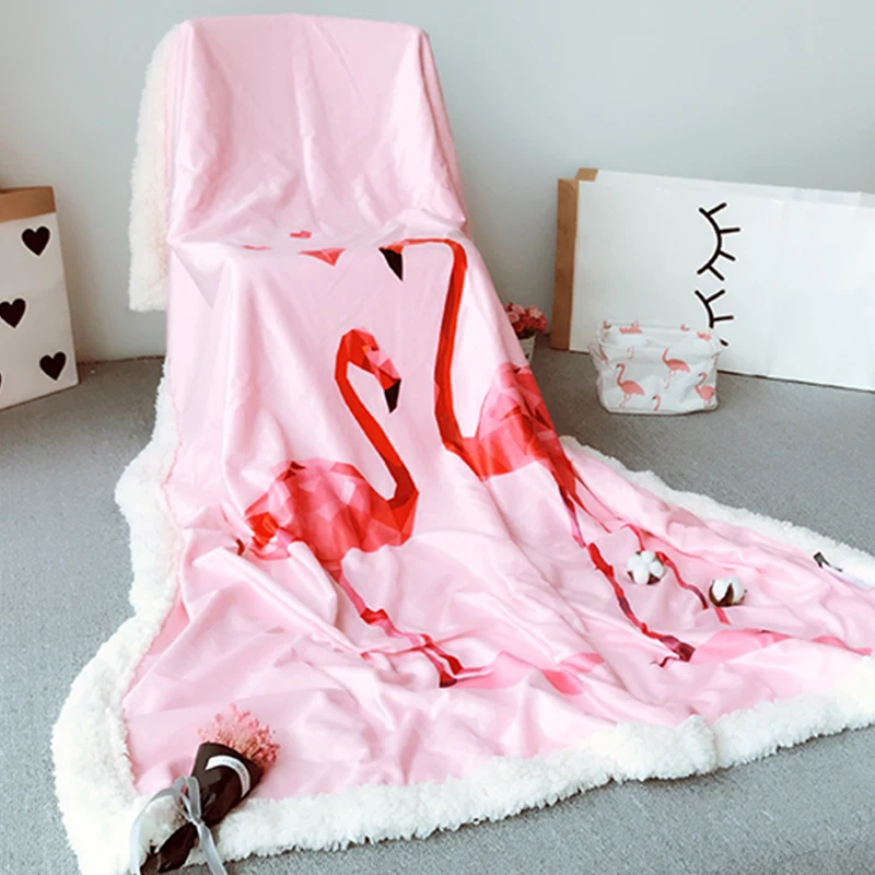 Модное мягкое одеяло с принтом, зимнее одеяло с овечьим фламинго, супер мягкое одеяло для сна, 1 шт