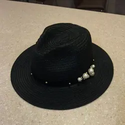 Топ продаж Для женщин перлы цветка заклепки шляпа бусы широкими полями Джаз Панама Hat Chapeu Feminino солнцезащитный козырек пляжные шляпы Капелло