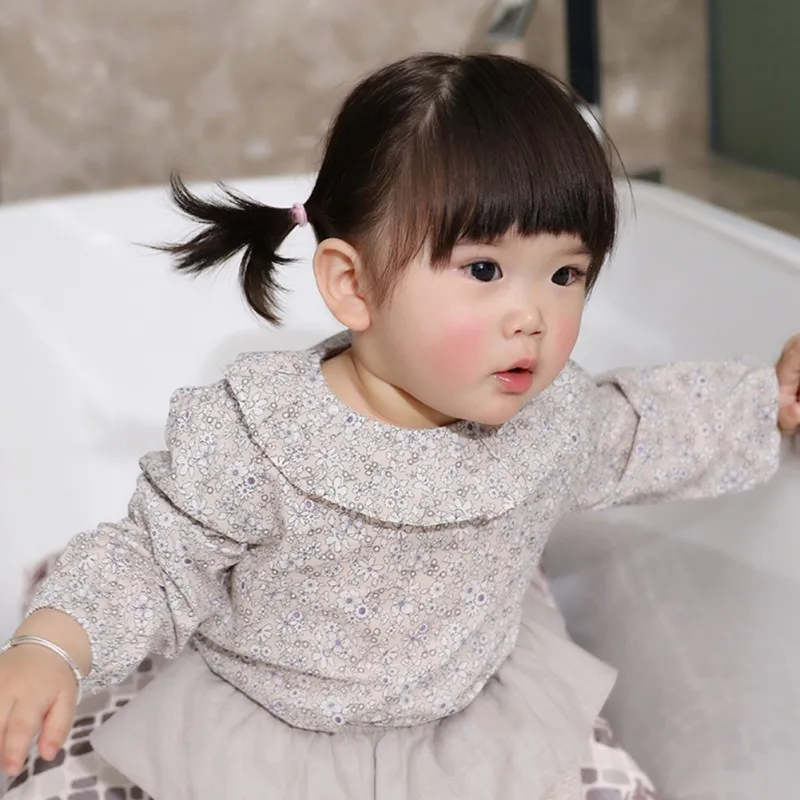 Mädchen Bluse Baby Mädchen Solide Tops Blume Kragen Puff Sleeve Bluse Baby Mädchen Kleidung Neue