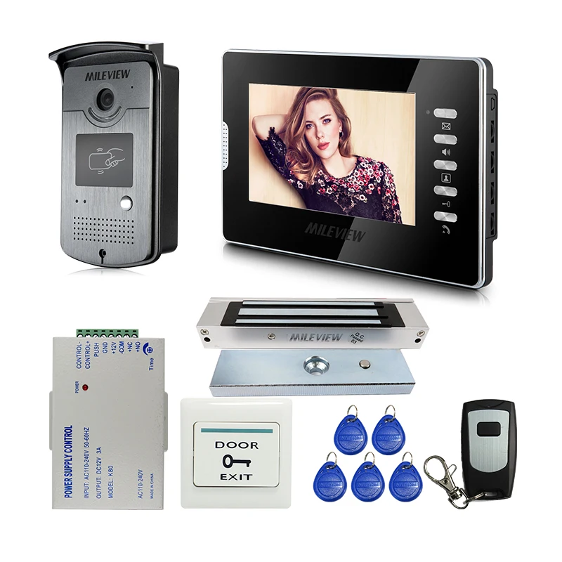 

New 7" Color Screen Video Door Phone intercom Doorbell System RFID Access Door Camera + Electric Magnetic Lock FREE SHIPPING