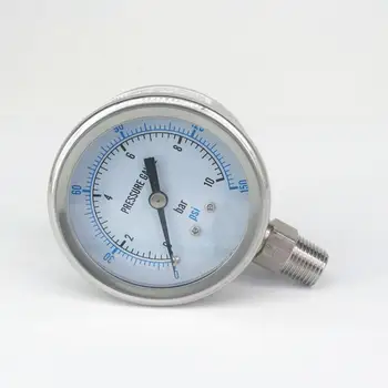 

Portable Dual Scale Dial Gauge 1/4" NPT 304 Stainless Steel Bar Dial Display Digital Pressure Meter Gauge