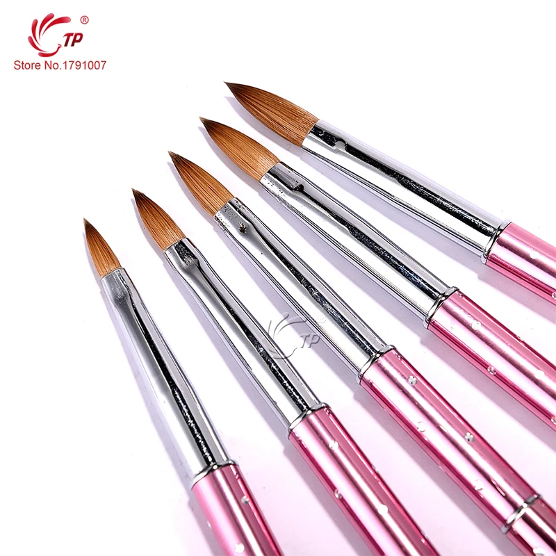 

TP 5pcs/set Kolinsky Nylon Nail Crystal Brush Acrylic French Tip Extension Builder 3D Flower Carving Brushes Kit #2 #4 #6 #8 #10