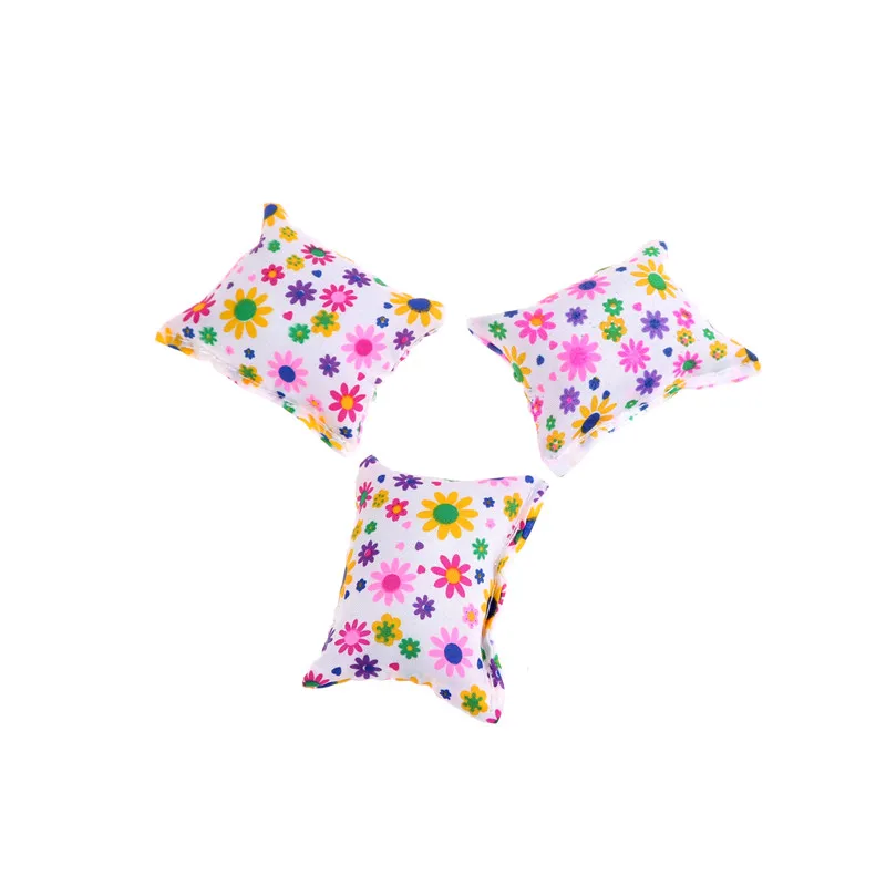 

3Pcs/set Mini Furniture Flower Cushions For Doll House Accessories for Doll Couch Full Cushions Pillows Doll House Set