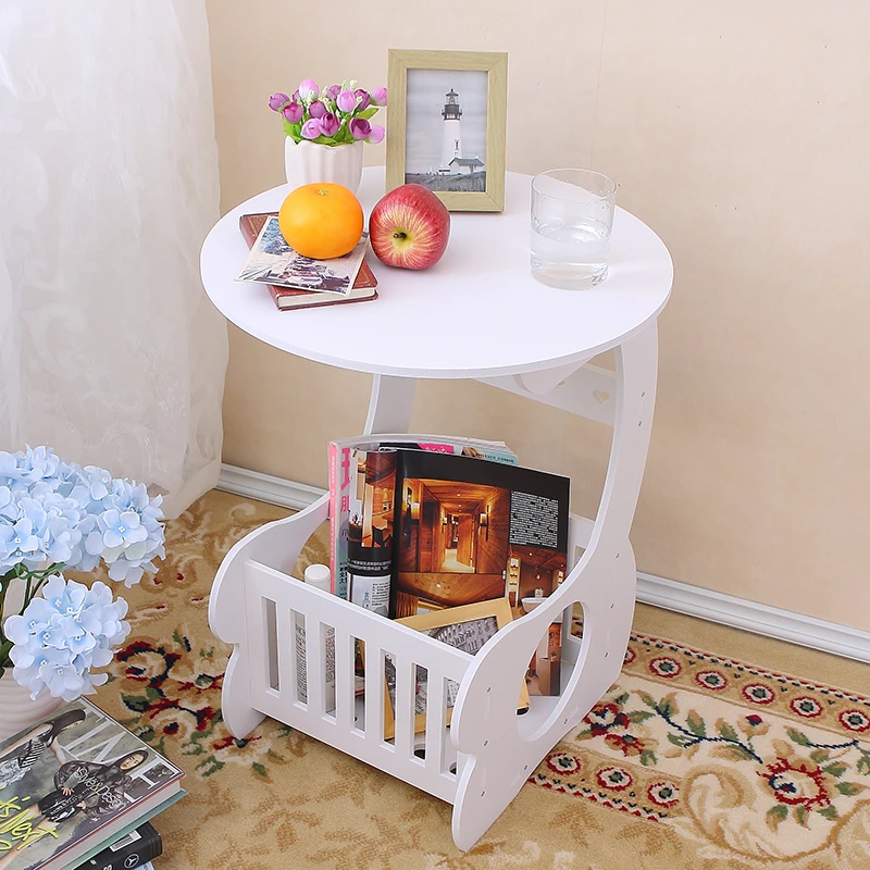 

Table Magazine Coffee Balcony Round Tea Table Creative Wooden Storage Groceries Home Decoration Furnishing Wooden Storage Racks