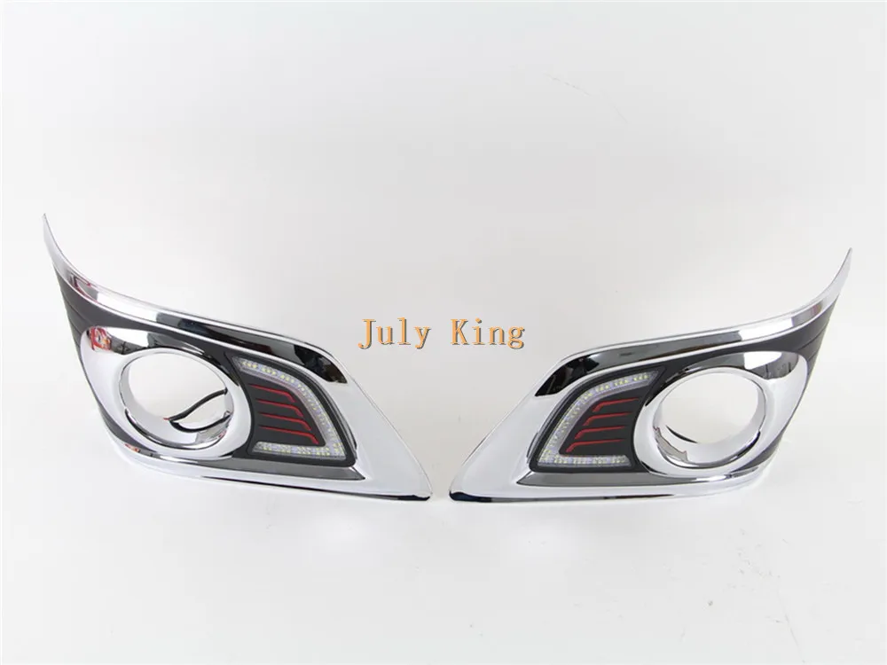 July King светодиодный чехол для дневных ходовых огней для Toyota Hilux Vigo 2012~ 14, СВЕТОДИОДНЫЙ DRL с противотуманной лампой, светодиодный противотуманный фонарь переднего бампера