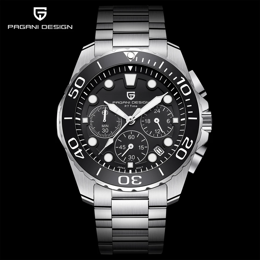 PAGANI Design Men Watches Top Brand Luxury Quartz Watch Stainless Steel Chronograph Military Army Wristwatch reloj hombre