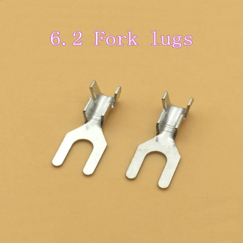 50pcs 6.2mm Fork Terminals Forks Cold Terminals Bare Terminals U Type Y