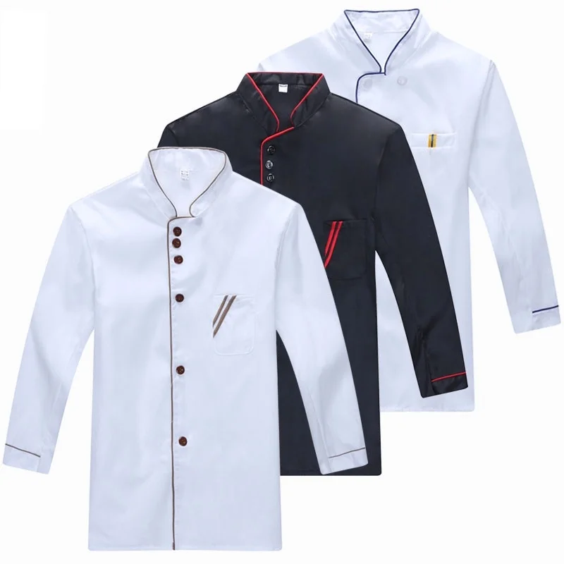 

Chef Restaurant Uniform Cook Coat Long Sleeve Buttons Jacket Men Women Barista Baker Shirts Waiter Work Clothes