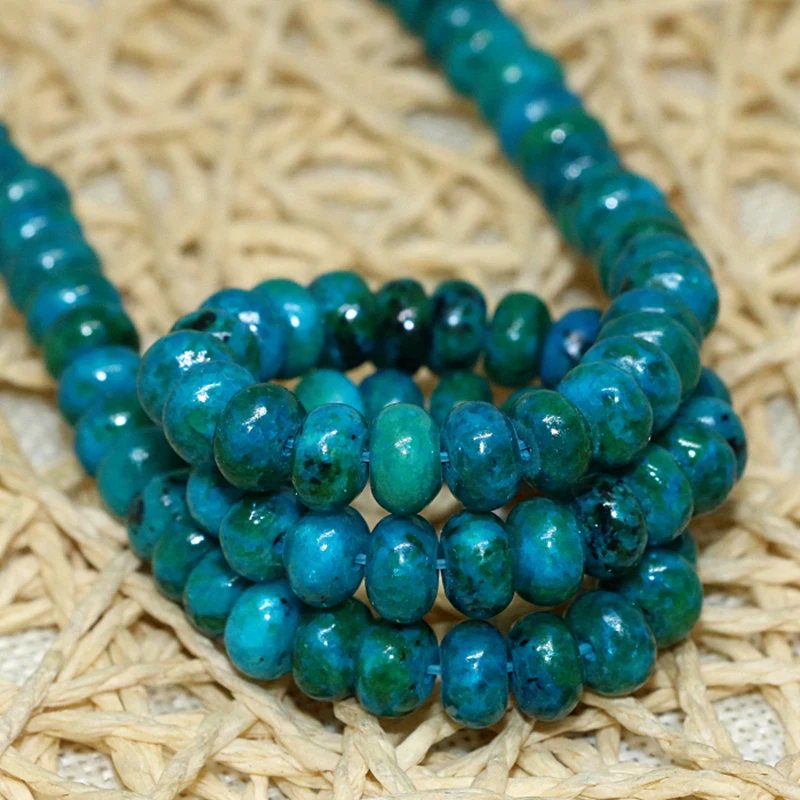 

Fashion 5*8mm abacus rondelle shape chrysocolla stone high quality elegant women jewelry making loose beads 15inch B504