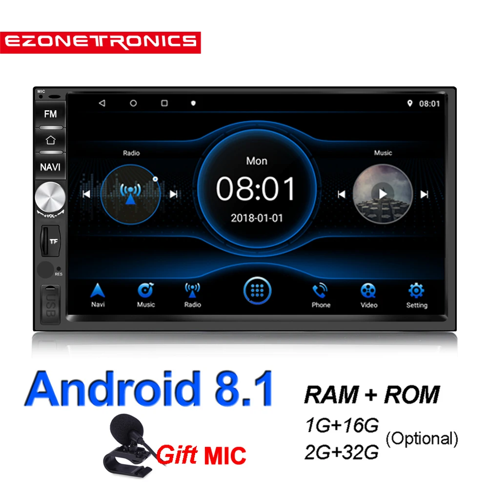 2Din Android 8,1 четырехъядерный DDR2G-32G автомобильный Радио Мультимедиа Видео плеер Зеркало Ссылка Универсальный Wifi Bluetooth Авто Стерео gps RDS