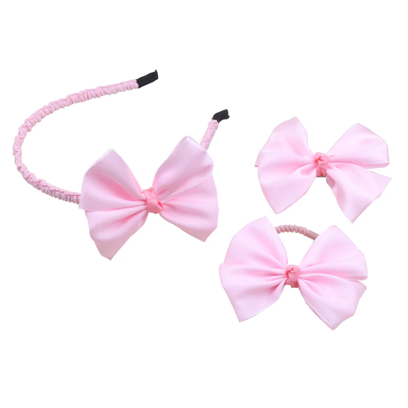 

Kids Baby pink color grosgrain ribbon Hairbands Princess Hair Accessories Plastic hairband Girl Headband bow Hair Accessories