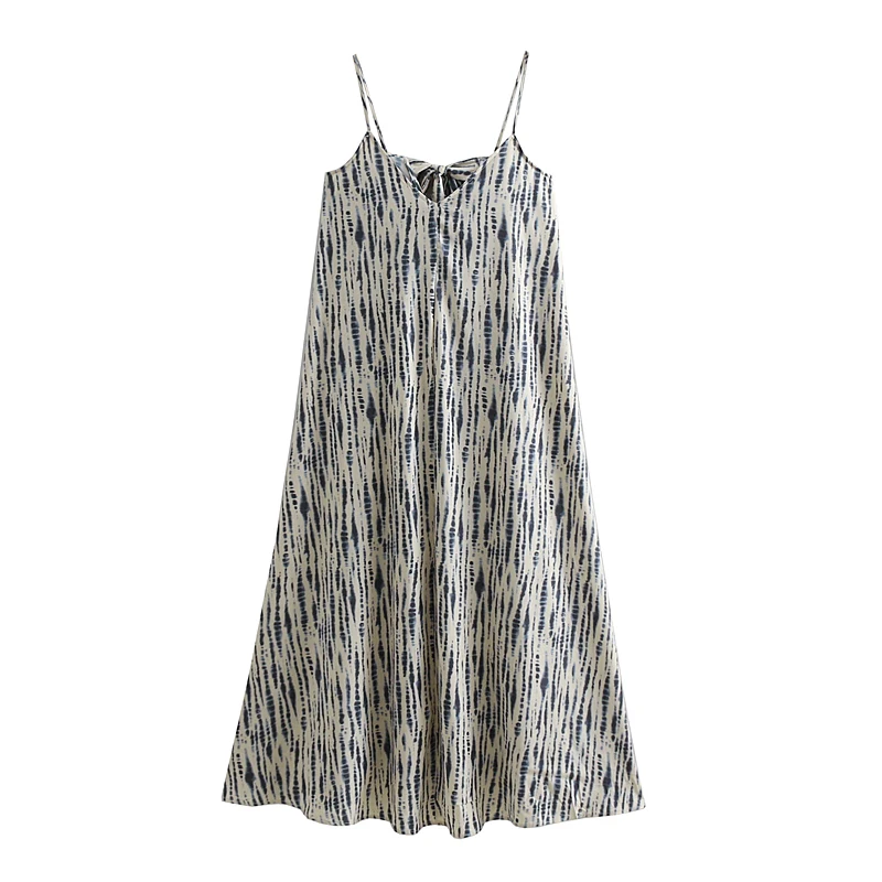 

2019 new women vintage tie dyed printing casual loose long dress ladies sexy backless bowknot sling vestidos chic dresses DS2132