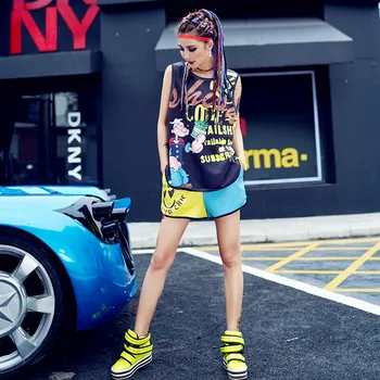 

2017 Summer Style Women Set Hip Hop Dance Clothes Letter Cropped Tops 2 Pieces Sets Women Tracksuit Sleeveless Vest And Shorts