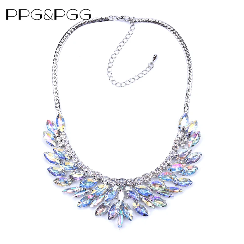 

PPG&PGG 2019 New Angel Wing bib crystal fashion Accessory choker statement necklace for women