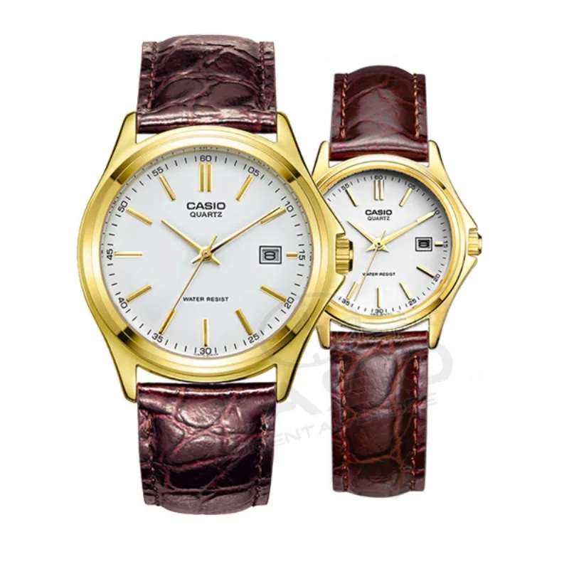 Новые часы Casio пара кожаных кварцевых часов мужские и женские повседневные