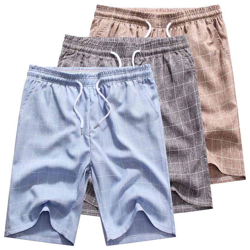 Мужские летние пляжные брюки свободные клетчатые короткие брюки для мужчин модные клетчатые мужские брюки эластичная одежда для мужчин