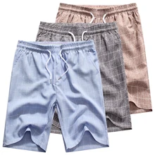 Мужские летние пляжные брюки свободные клетчатые короткие брюки для мужчин модные клетчатые мужские брюки эластичная одежда для мужчин