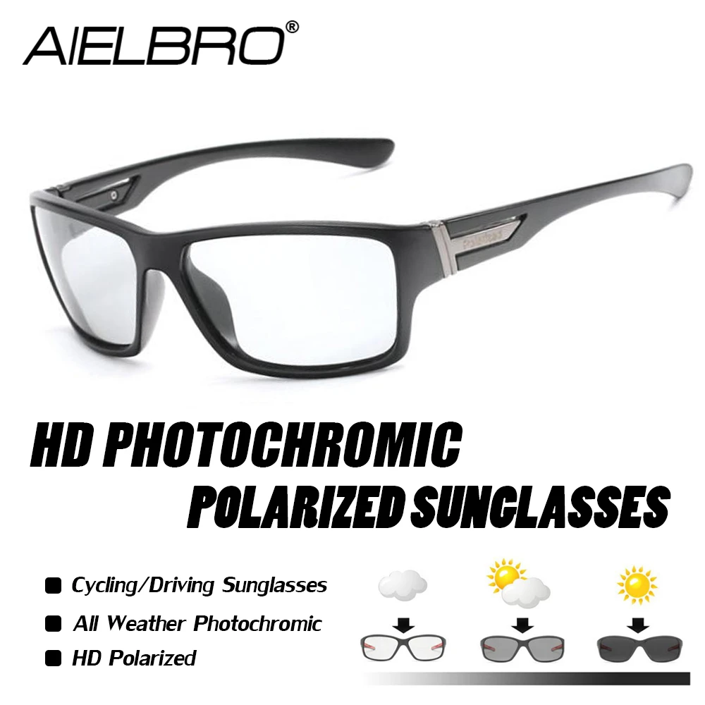 

Cycling Photochromic Sunglasses Men Polarized Chameleon Discoloration Sun Glasses Outdoors Sports Square Driving Accessories