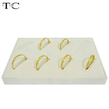 Высококачественный ювелирный дисплей золотой браслет держатель жадеит нефритовый браслет дисплей бежевая бархатная коробка 35*25*4 см