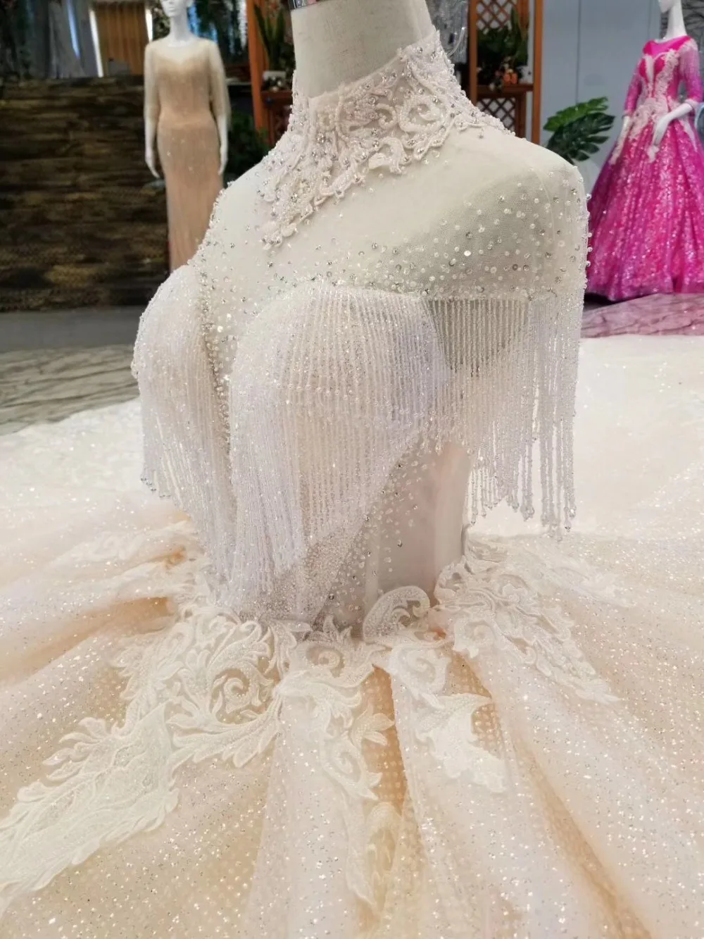 crystals tassels wedding dresses