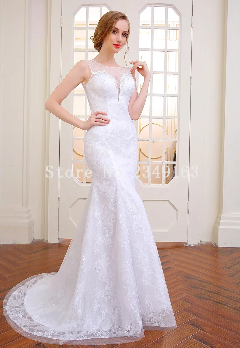 Graceful Scalloped Wedding Dress Robe De Mariage Chiffon Appliques Bride Beading Mermaid Backless Dresses | Свадьбы и торжества